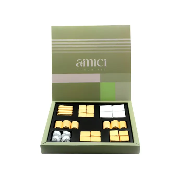 [1625KCAL] علبة كرتون مع فاكيوم لون اخضر مغلف 325  غ BOX20G